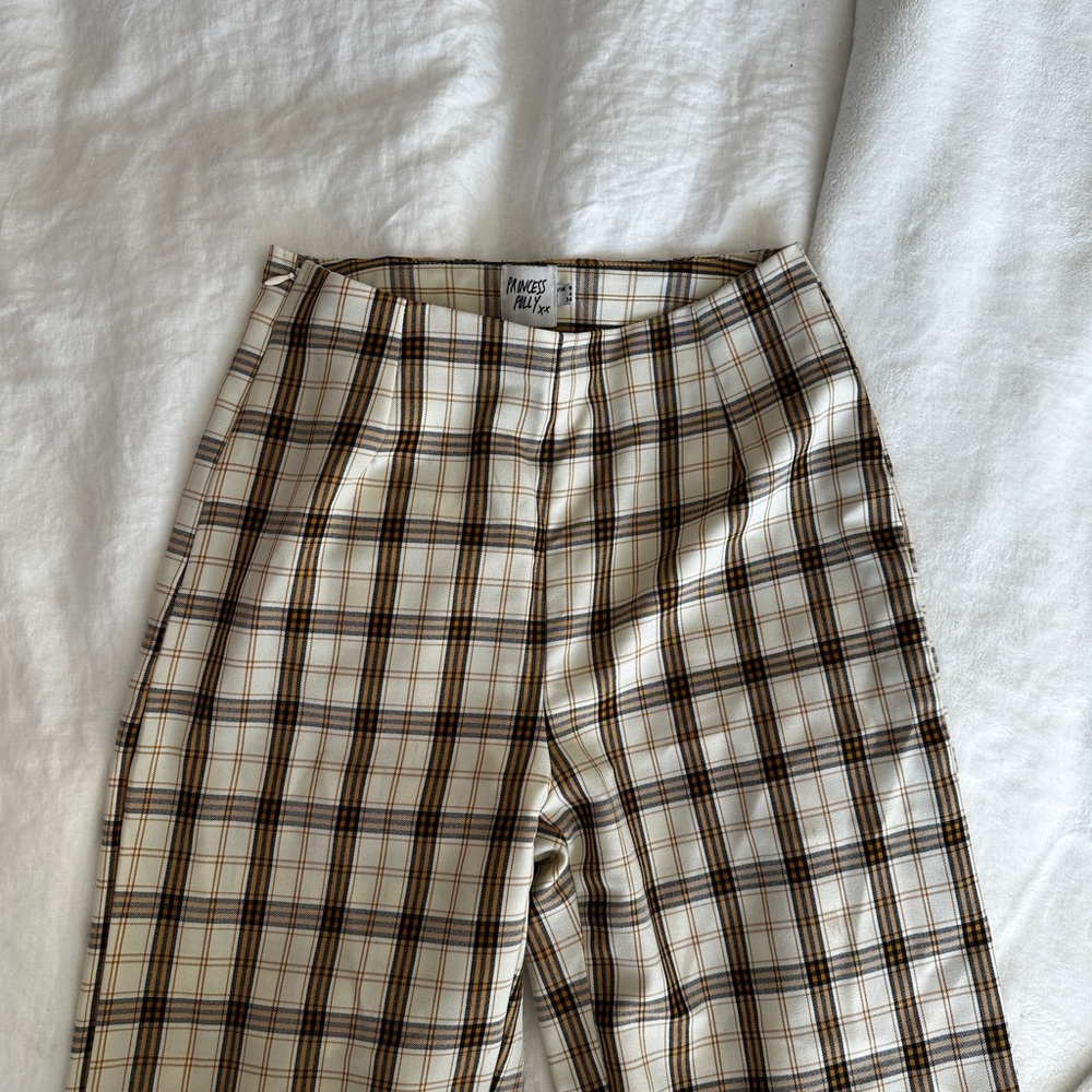 Madewell Plaid Pants - White and Brown